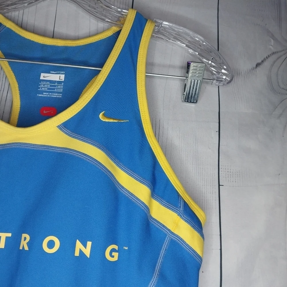 Nike Fit Dry Blue and Yellow LIVESTRONG Racerback Athletic Tank Top